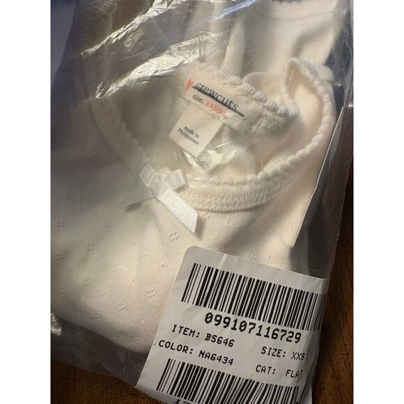 J Crew Crewcuts Girls Puff Pointelle T Shirt XXS 2 3 White Cream NWT Tee BS646 - Picture 4 of 4